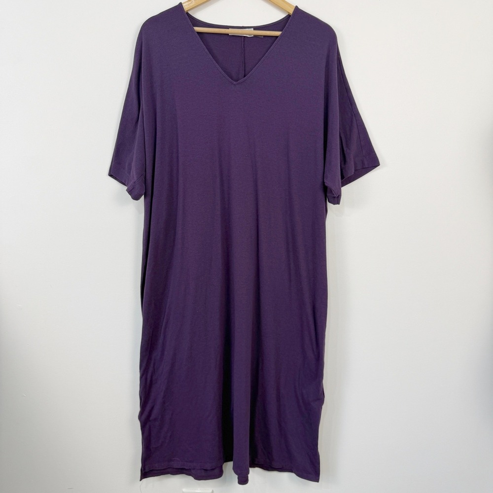 Natori Ease Lounger Sleep Shirt T Shirt Dress Womens XL Purple Loungewear Casual